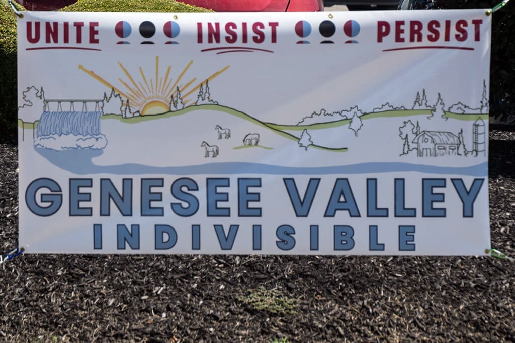Genesee Valley Indivisible banner with landscape illustration.