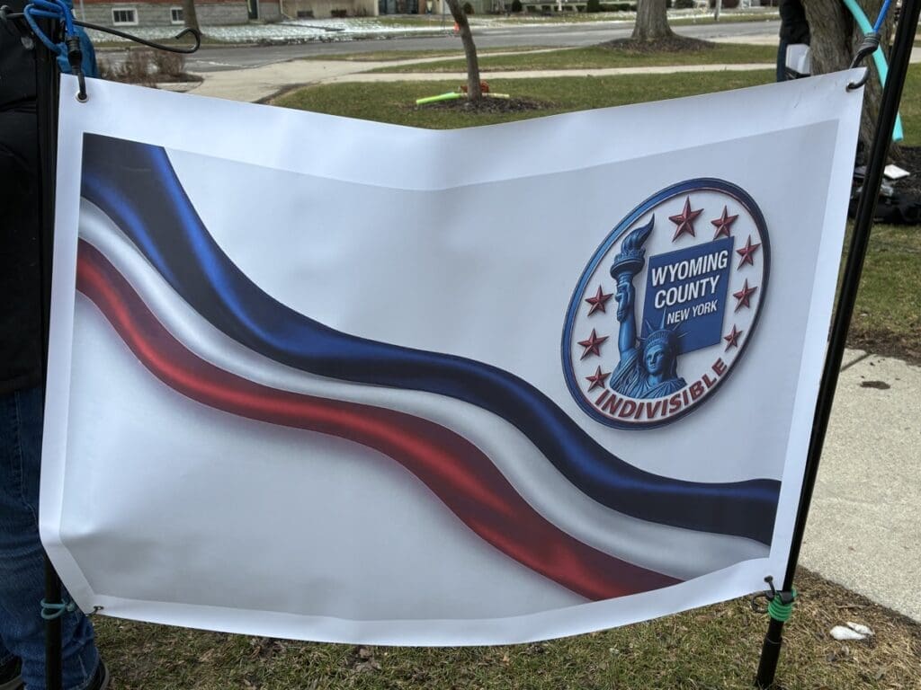 Wyoming County New York Indivisible banner outdoors