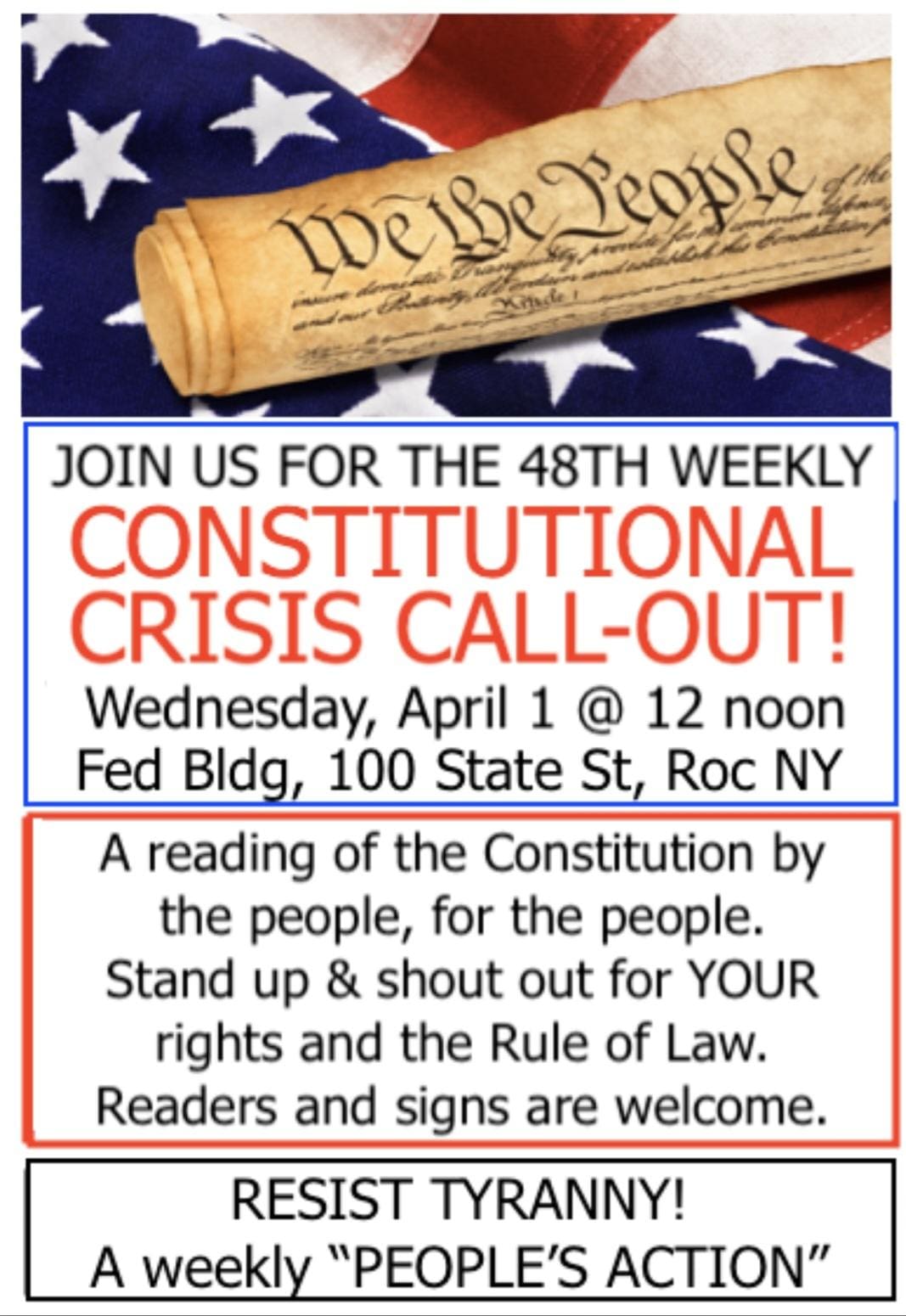 Constitutional Crisis Call-Out anniversary event